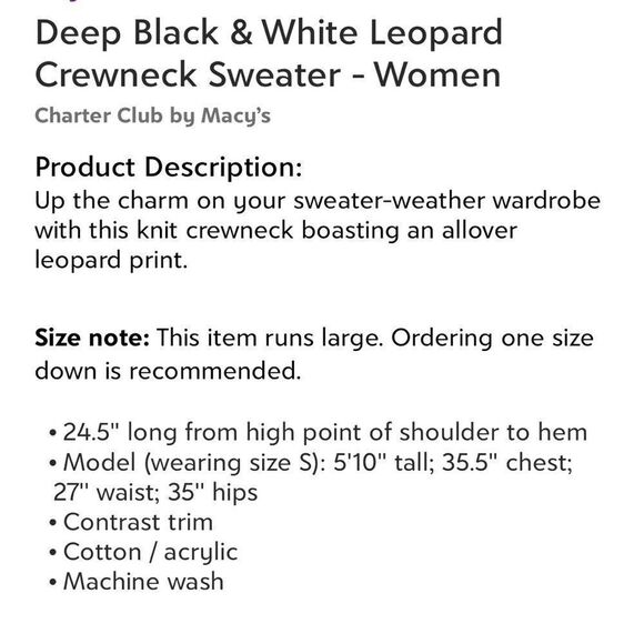 CHARTER CLUB Leopard Print Sweater - Picture 6 of 6